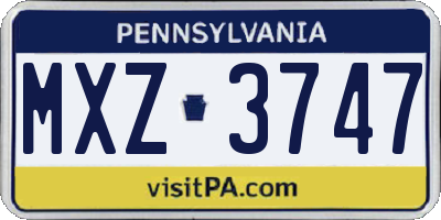 PA license plate MXZ3747
