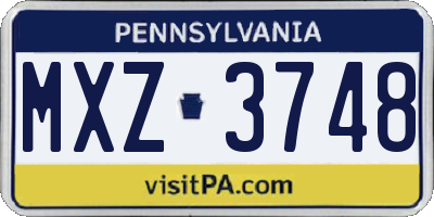 PA license plate MXZ3748