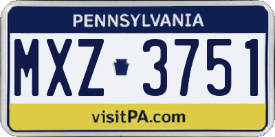 PA license plate MXZ3751
