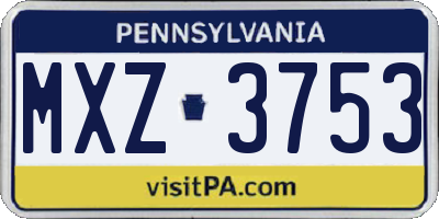 PA license plate MXZ3753