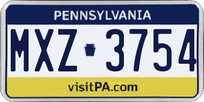 PA license plate MXZ3754