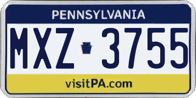 PA license plate MXZ3755
