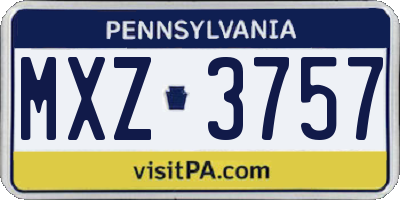 PA license plate MXZ3757