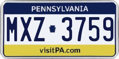 PA license plate MXZ3759