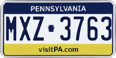PA license plate MXZ3763