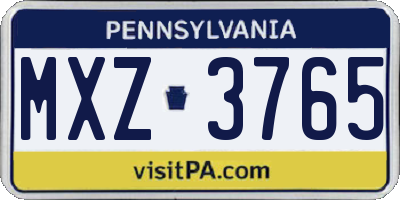 PA license plate MXZ3765