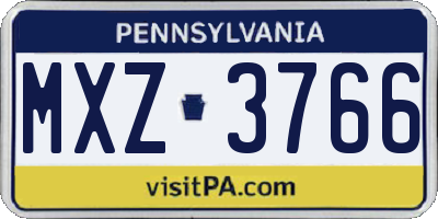 PA license plate MXZ3766