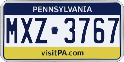 PA license plate MXZ3767