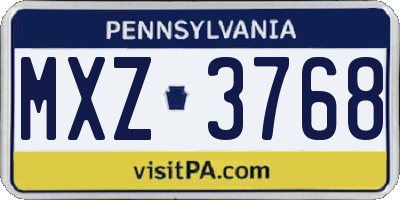 PA license plate MXZ3768