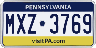 PA license plate MXZ3769