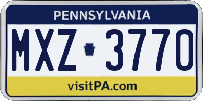 PA license plate MXZ3770