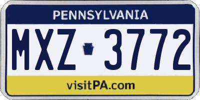 PA license plate MXZ3772