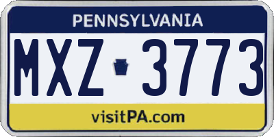 PA license plate MXZ3773