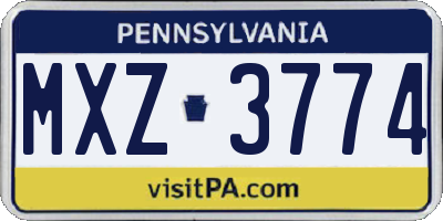 PA license plate MXZ3774