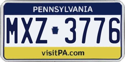 PA license plate MXZ3776