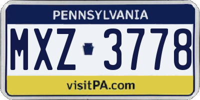 PA license plate MXZ3778