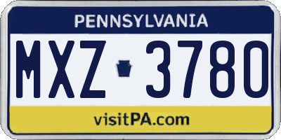 PA license plate MXZ3780