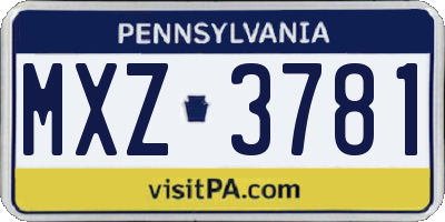 PA license plate MXZ3781