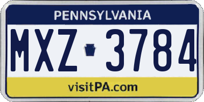 PA license plate MXZ3784