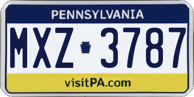 PA license plate MXZ3787