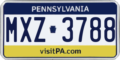 PA license plate MXZ3788