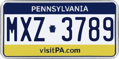 PA license plate MXZ3789