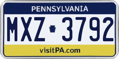 PA license plate MXZ3792