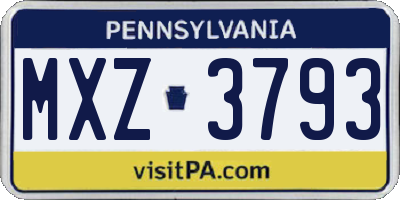 PA license plate MXZ3793