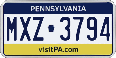 PA license plate MXZ3794