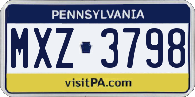 PA license plate MXZ3798