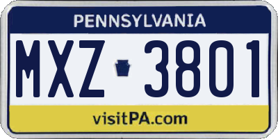PA license plate MXZ3801