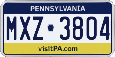 PA license plate MXZ3804