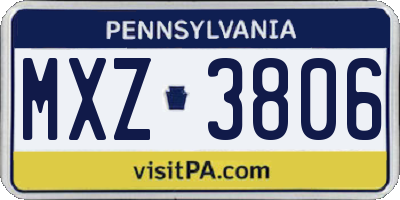 PA license plate MXZ3806