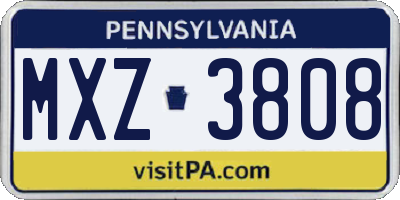 PA license plate MXZ3808