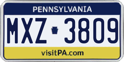 PA license plate MXZ3809