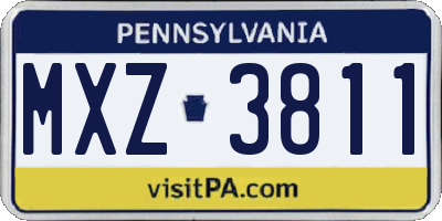PA license plate MXZ3811