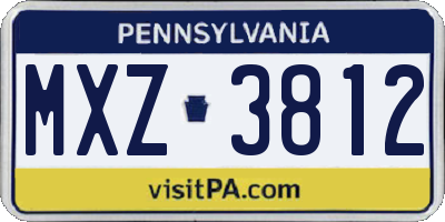 PA license plate MXZ3812