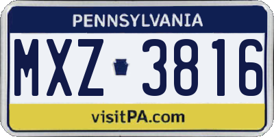 PA license plate MXZ3816