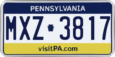 PA license plate MXZ3817