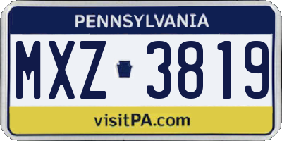 PA license plate MXZ3819