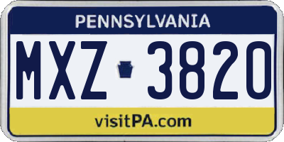 PA license plate MXZ3820