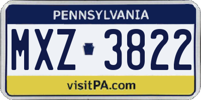 PA license plate MXZ3822