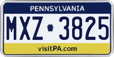PA license plate MXZ3825