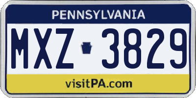 PA license plate MXZ3829