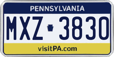 PA license plate MXZ3830
