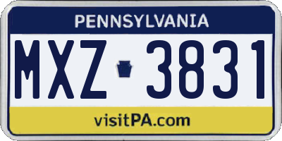 PA license plate MXZ3831