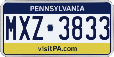 PA license plate MXZ3833