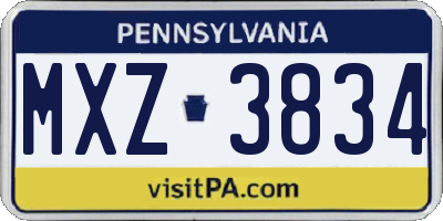 PA license plate MXZ3834