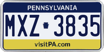 PA license plate MXZ3835