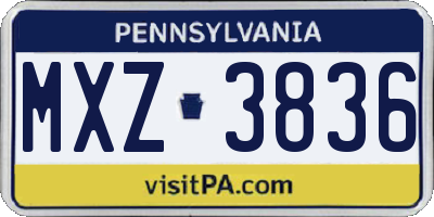 PA license plate MXZ3836